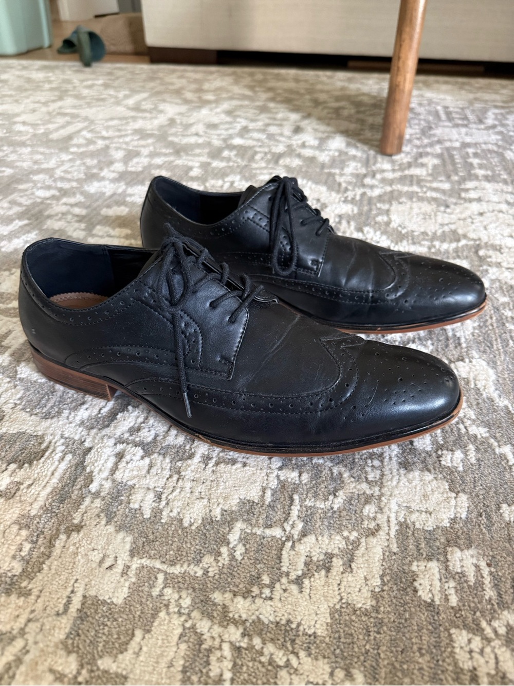 Black Men’s Leather Wingtip Dress Shoes Size 12